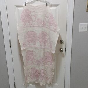 Woolroom Kids 100% Wool Pink and Cream Throw Blanket